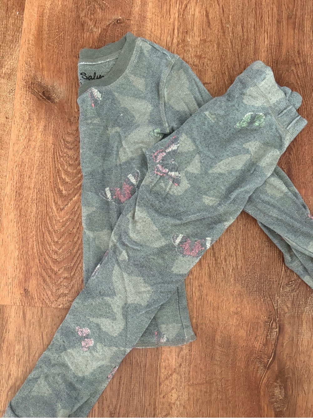 Kids PJ Salvage Green Camo Butterfly Pajama Set